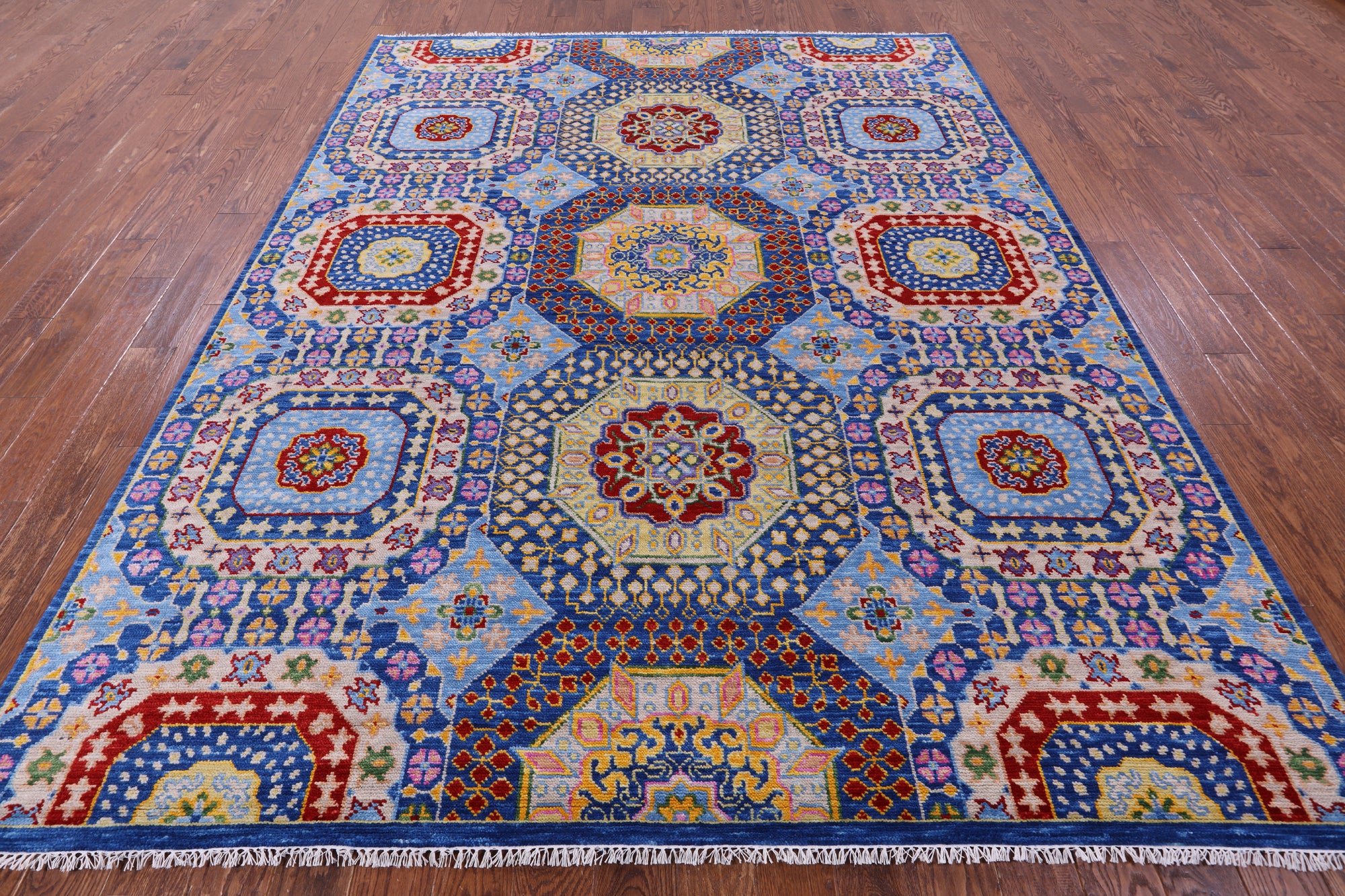 Geometric Persian Mamluk Handmade Wool Rug - 8' 2" X 10' 5" - Golden Nile