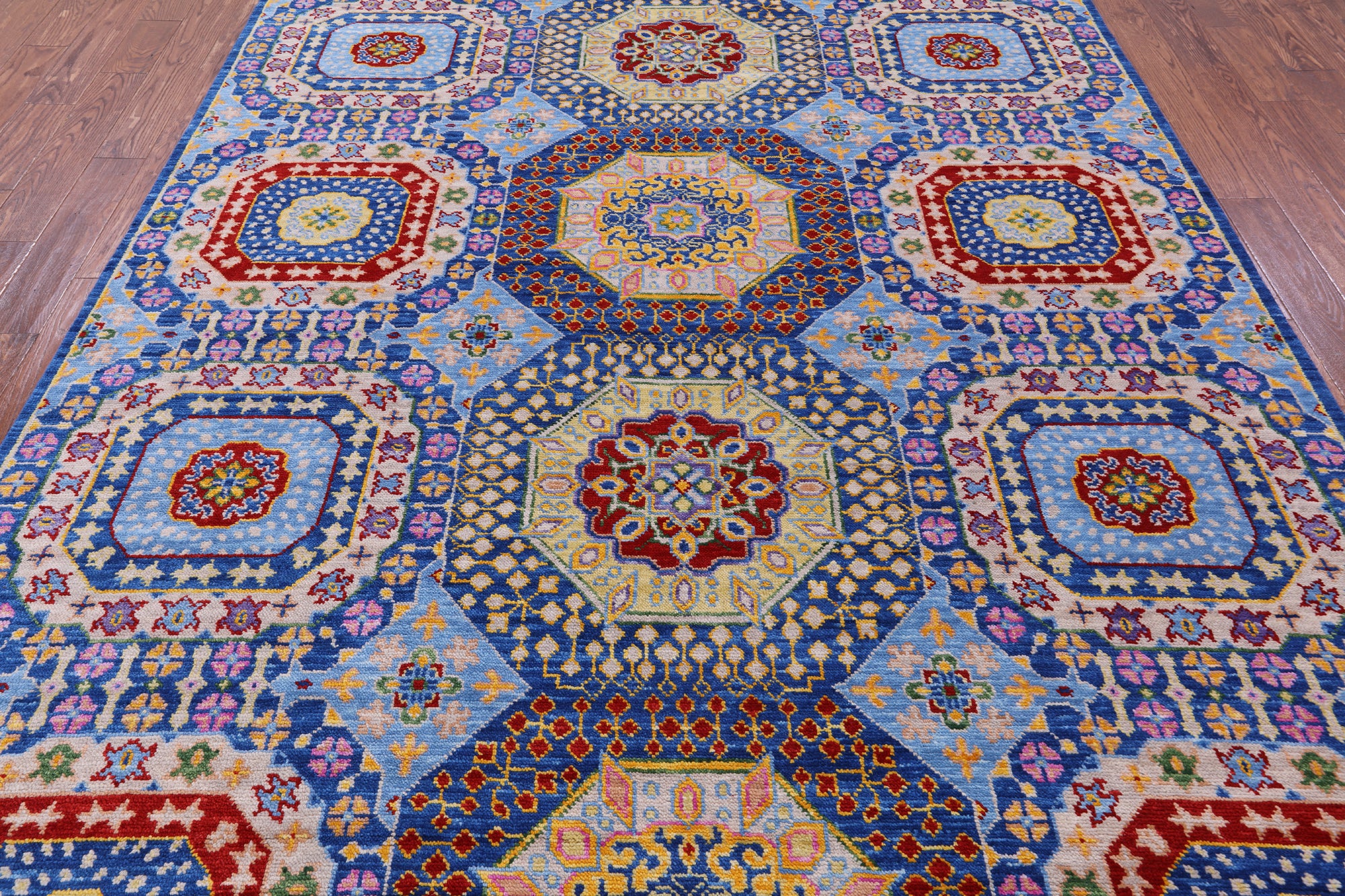 Geometric Persian Mamluk Handmade Wool Rug - 8' 2" X 10' 5" - Golden Nile