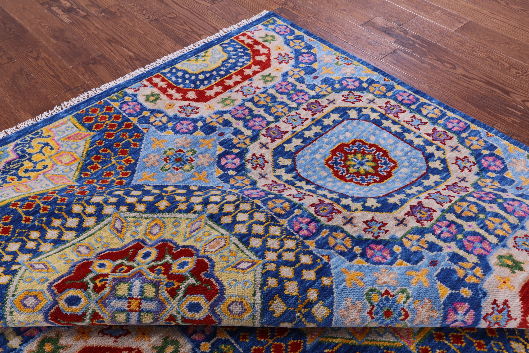 Geometric Persian Mamluk Handmade Wool Rug - 8' 2" X 10' 5" - Golden Nile