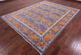Grey William Morris Hand Knotted Wool Rug - 8' 0" X 10' 3" - Golden Nile