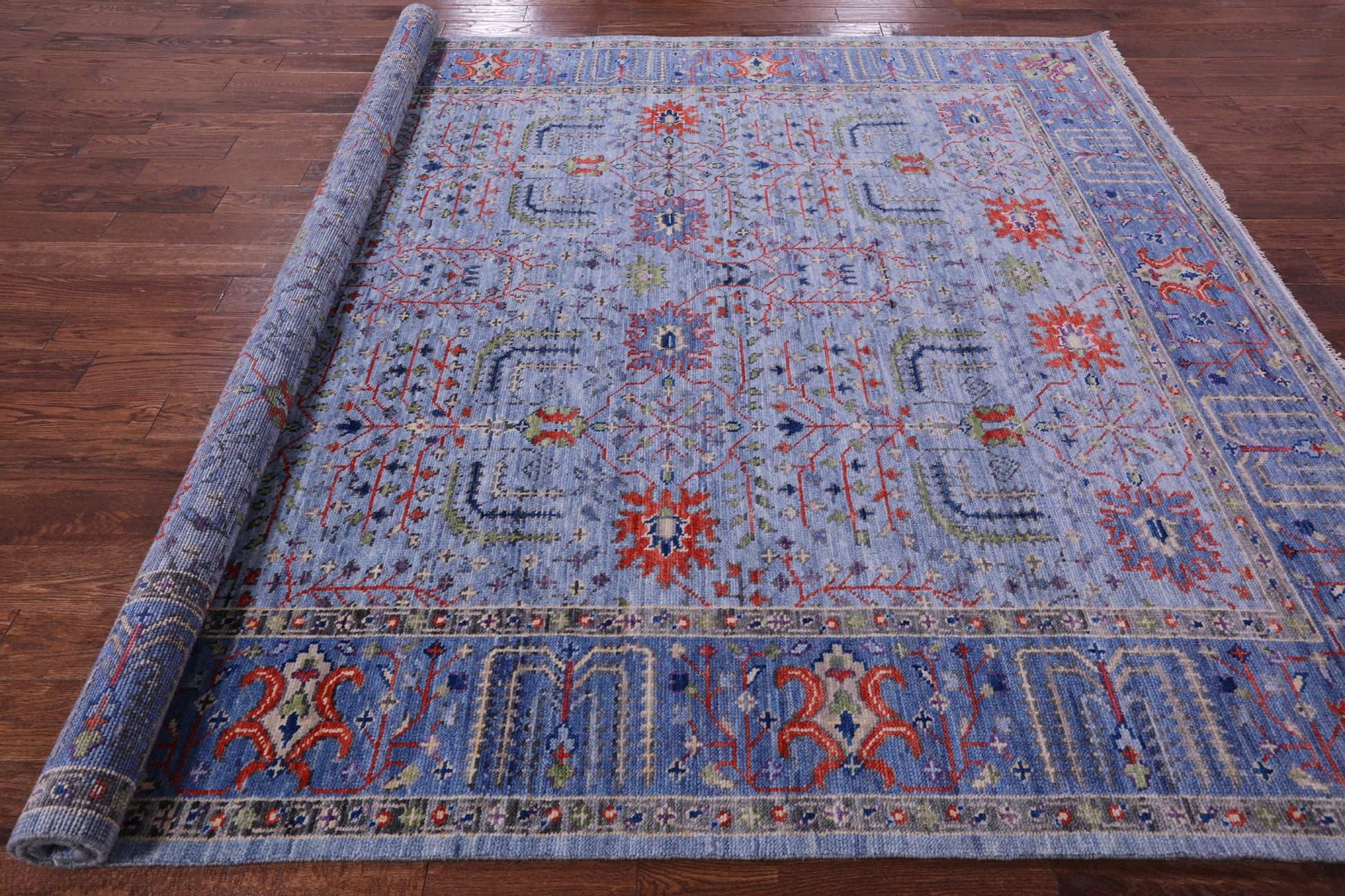 Blue Persian Ziegler Hand Knotted Wool Rug - 8' 5" X 10' 2" - Golden Nile