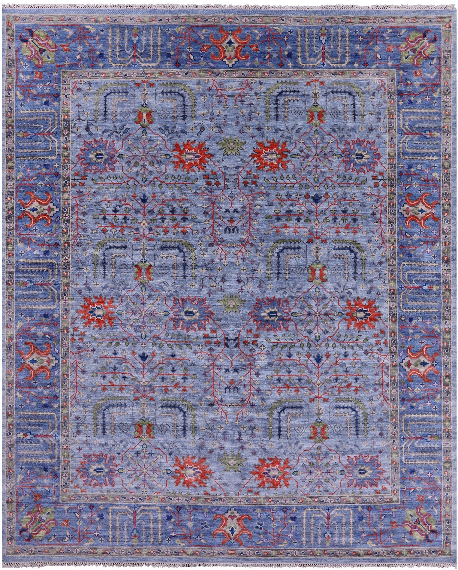 Blue Persian Ziegler Hand Knotted Wool Rug - 8' 5" X 10' 2" - Golden Nile
