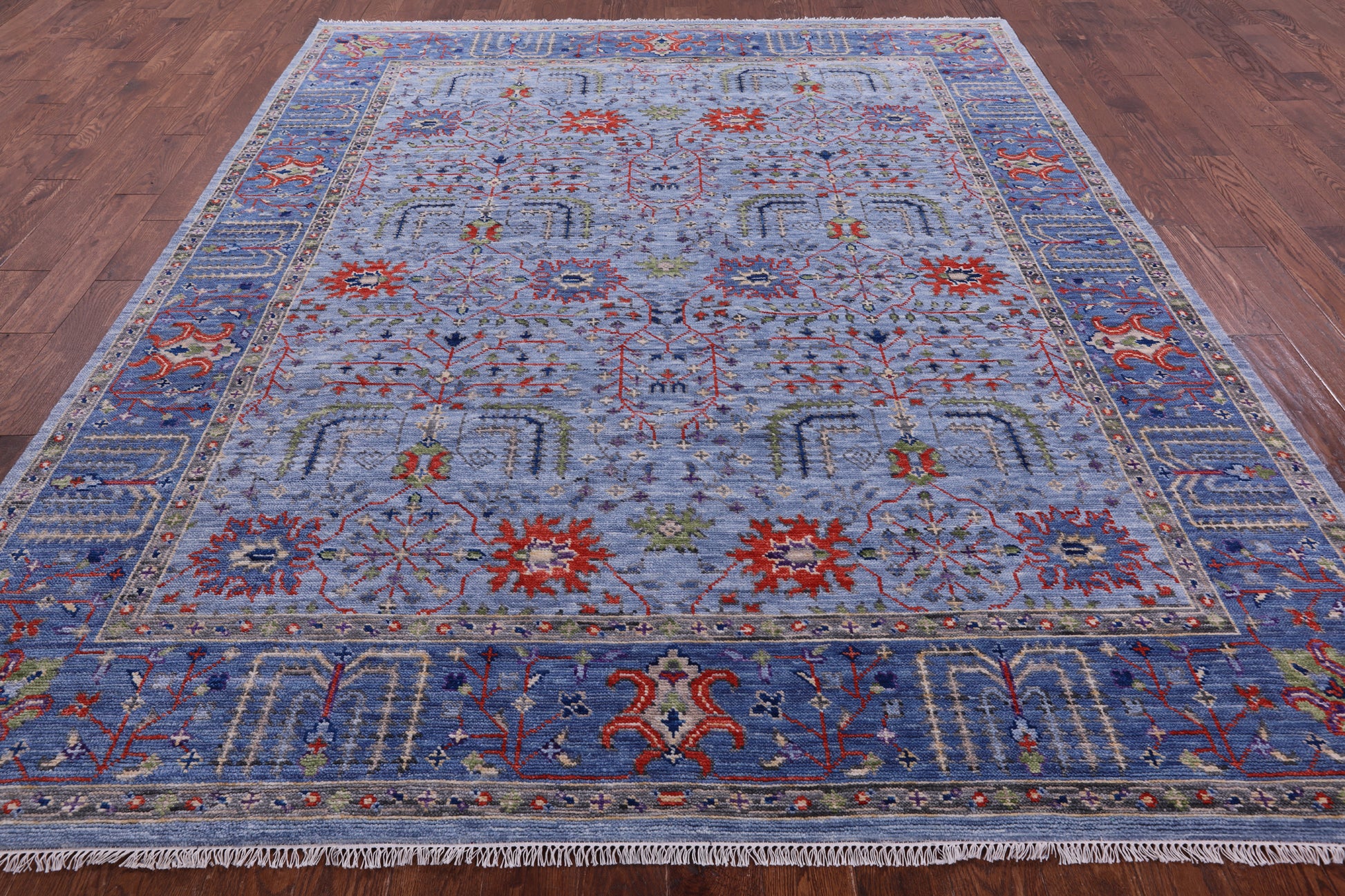 Blue Persian Ziegler Hand Knotted Wool Rug - 8' 5" X 10' 2" - Golden Nile