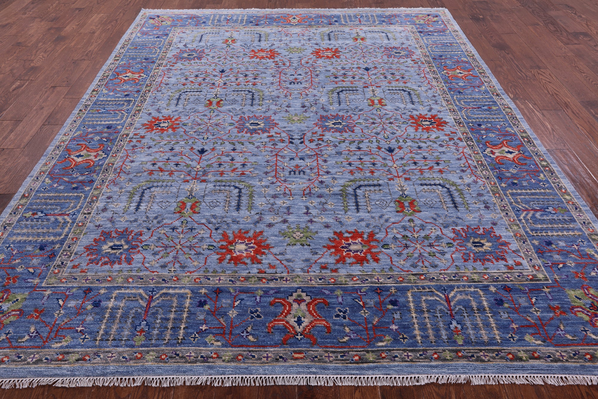 Blue Persian Ziegler Hand Knotted Wool Rug - 8' 5" X 10' 2" - Golden Nile