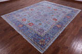 Blue Persian Ziegler Hand Knotted Wool Rug - 8' 5" X 10' 2" - Golden Nile