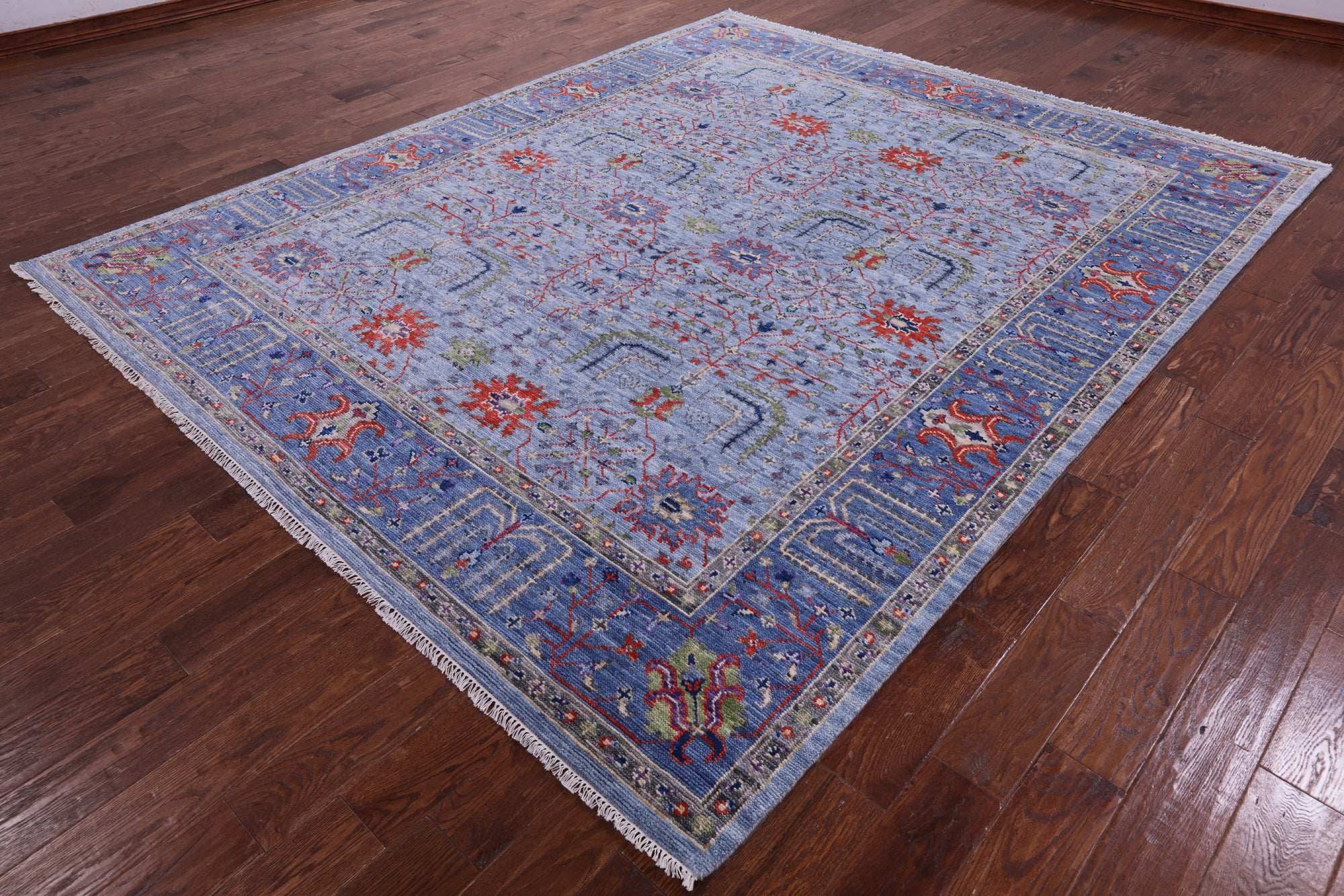 Blue Persian Ziegler Hand Knotted Wool Rug - 8' 5" X 10' 2" - Golden Nile