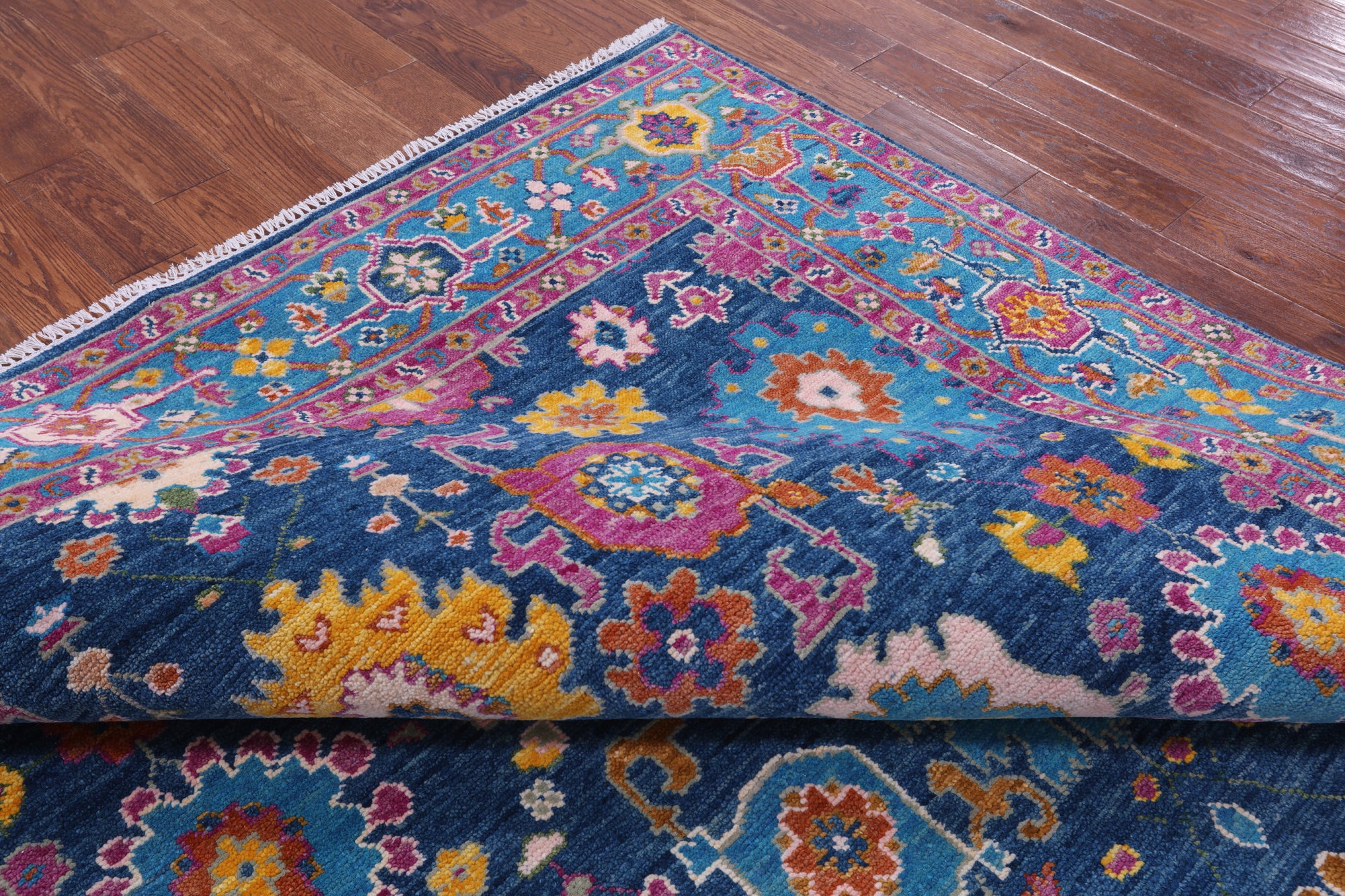 Blue Turkish Oushak Hand Knotted Wool Rug - 8' 0" X 10' 7" - Golden Nile
