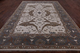 Ivory Turkish Oushak Hand Knotted Wool Area Rug - 9' 1" X 11' 11" - Golden Nile