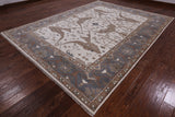 Ivory Turkish Oushak Hand Knotted Wool Area Rug - 9' 1" X 11' 11" - Golden Nile