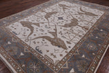 Ivory Turkish Oushak Hand Knotted Wool Area Rug - 9' 1" X 11' 11" - Golden Nile