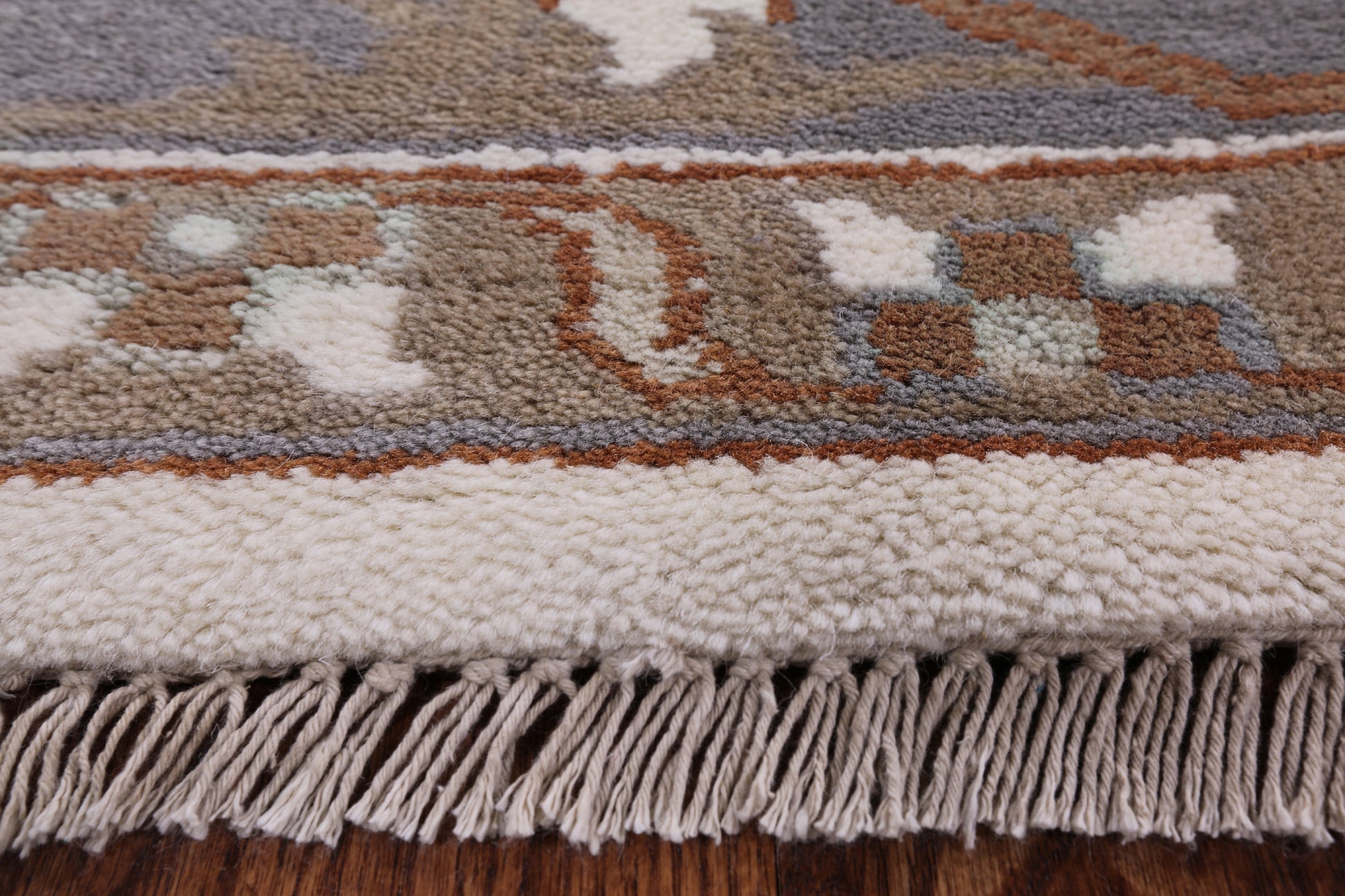 Ivory Turkish Oushak Hand Knotted Wool Area Rug - 9' 1" X 11' 11" - Golden Nile