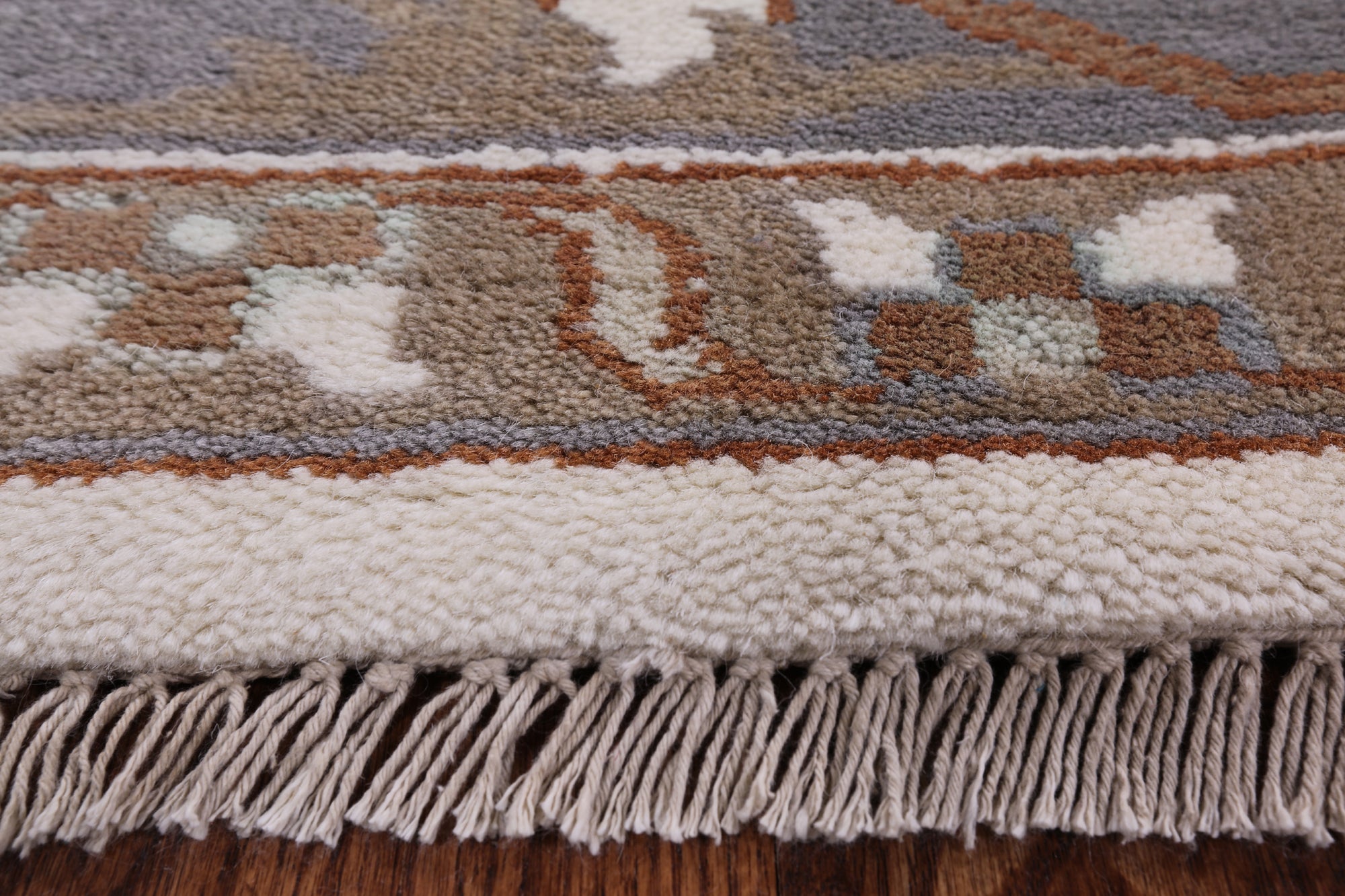 Ivory Turkish Oushak Hand Knotted Wool Area Rug - 9' 1" X 11' 11" - Golden Nile