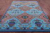 Blue Tribal Moroccan Handmade Wool Rug - 8' 1" X 10' 0" - Golden Nile