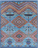 Blue Tribal Moroccan Handmade Wool Rug - 8' 1" X 10' 0" - Golden Nile