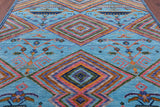Blue Tribal Moroccan Handmade Wool Rug - 8' 1" X 10' 0" - Golden Nile