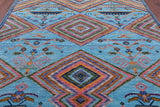 Blue Tribal Moroccan Handmade Wool Rug - 8' 1" X 10' 0" - Golden Nile