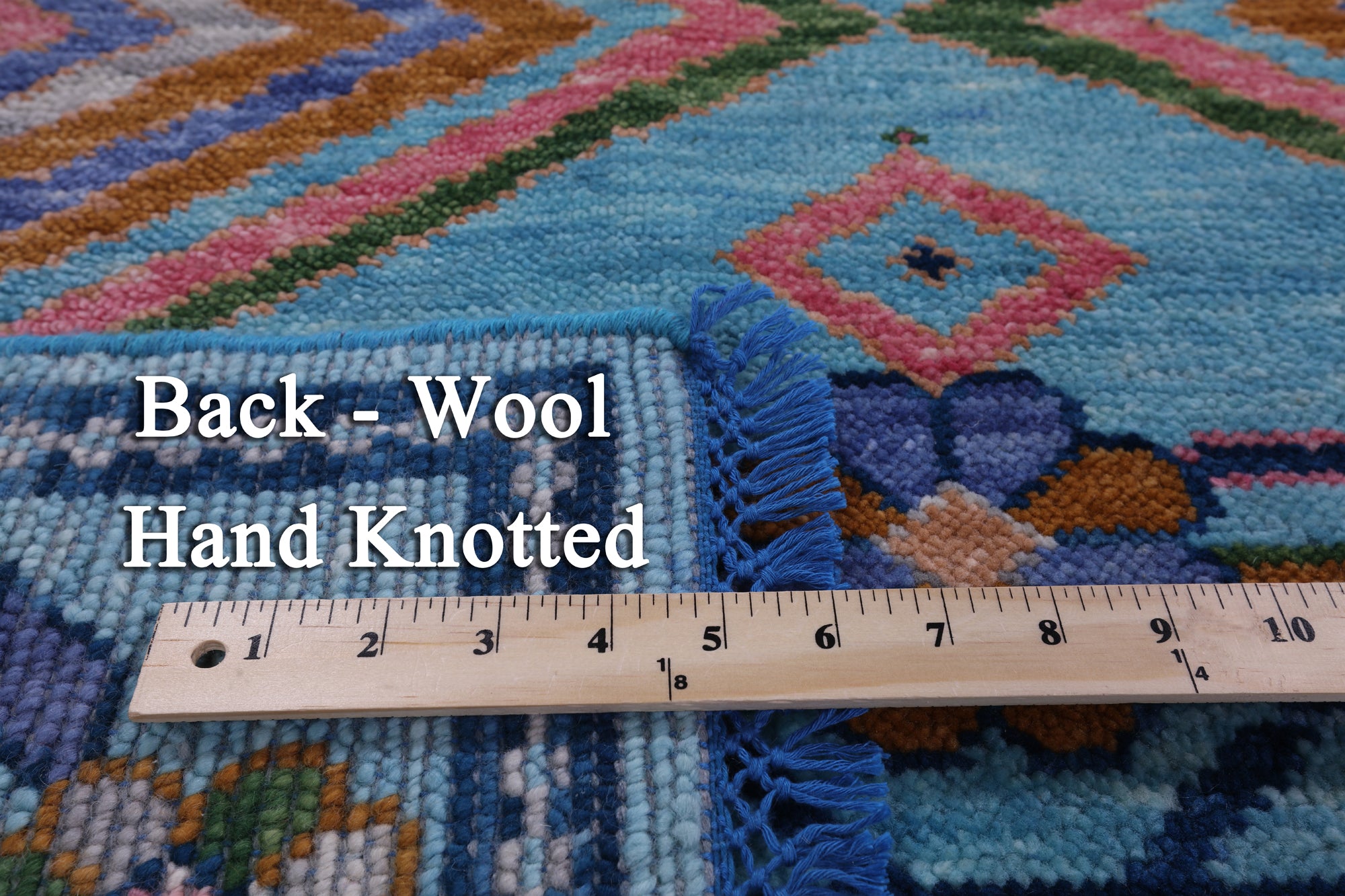 Blue Tribal Moroccan Handmade Wool Rug - 8' 1" X 10' 0" - Golden Nile