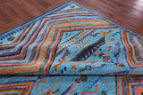 Blue Tribal Moroccan Handmade Wool Rug - 8' 1" X 10' 0" - Golden Nile