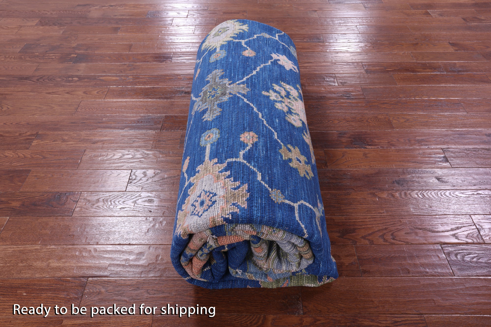 Blue Turkish Oushak Hand Knotted Wool Rug - 12' 0" X 15' 2" - Golden Nile