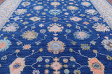 Blue Turkish Oushak Hand Knotted Wool Rug - 12' 0" X 15' 2" - Golden Nile