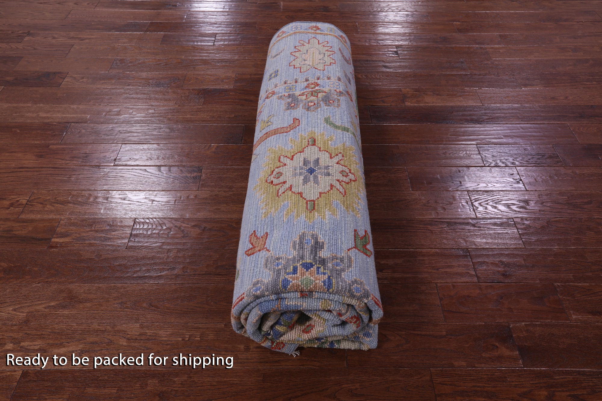Blue Turkish Oushak Hand Knotted Wool Rug - 9' 0" X 12' 3" - Golden Nile