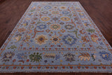Blue Turkish Oushak Hand Knotted Wool Rug - 9' 0" X 12' 3" - Golden Nile