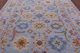 Blue Turkish Oushak Hand Knotted Wool Rug - 9' 0" X 12' 3" - Golden Nile