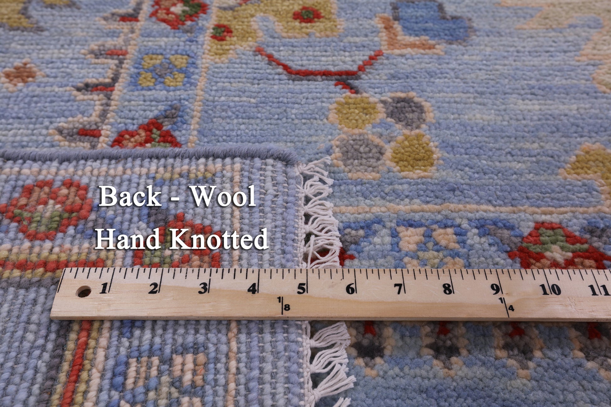 Blue Turkish Oushak Hand Knotted Wool Rug - 9' 0" X 12' 3" - Golden Nile