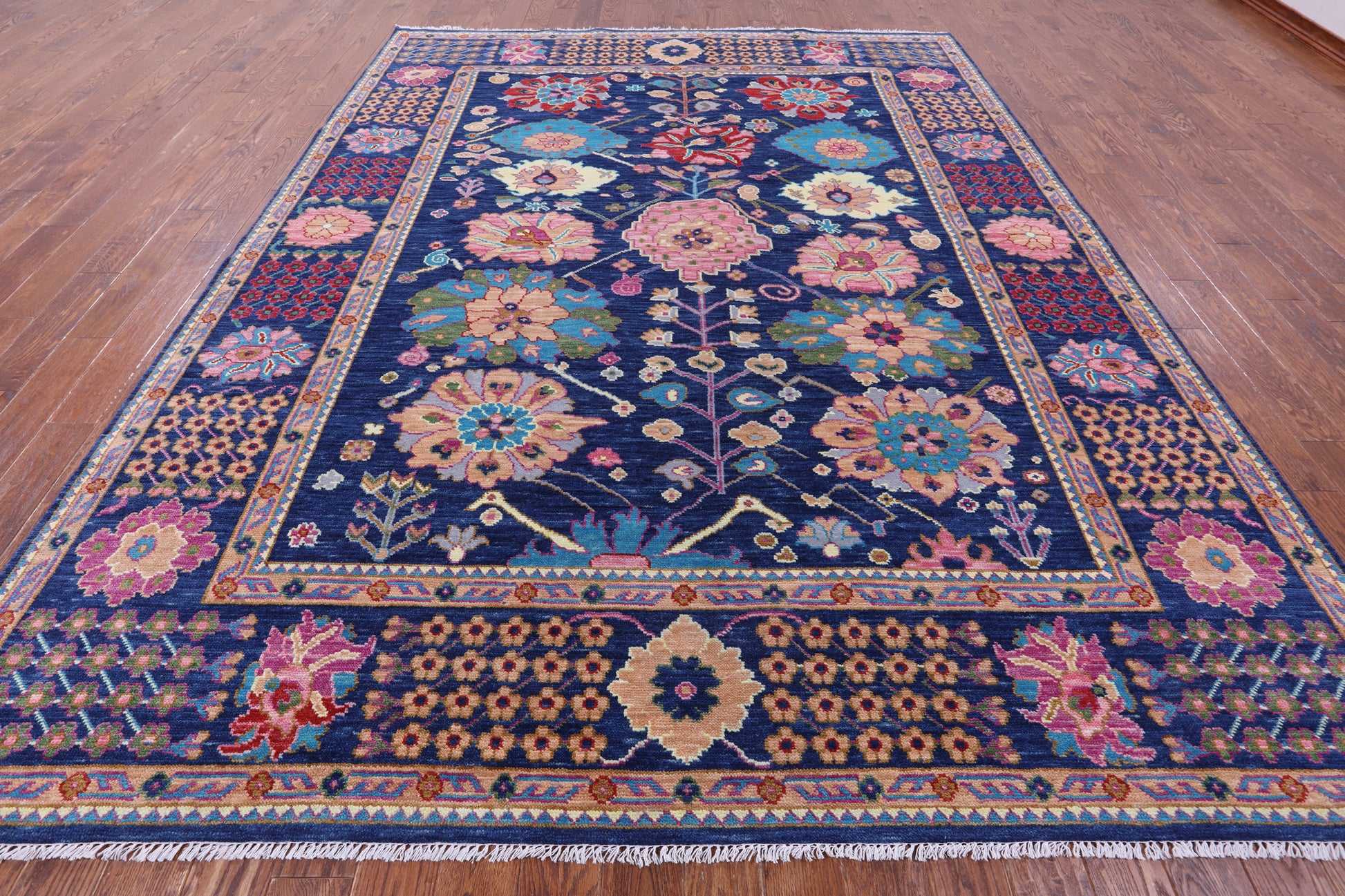 Blue Turkish Oushak Hand Knotted Wool Rug - 9' 2" X 11' 10" - Golden Nile