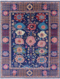 Blue Turkish Oushak Hand Knotted Wool Rug - 9' 2" X 11' 10" - Golden Nile