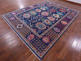 Blue Turkish Oushak Hand Knotted Wool Rug - 9' 2" X 11' 10" - Golden Nile