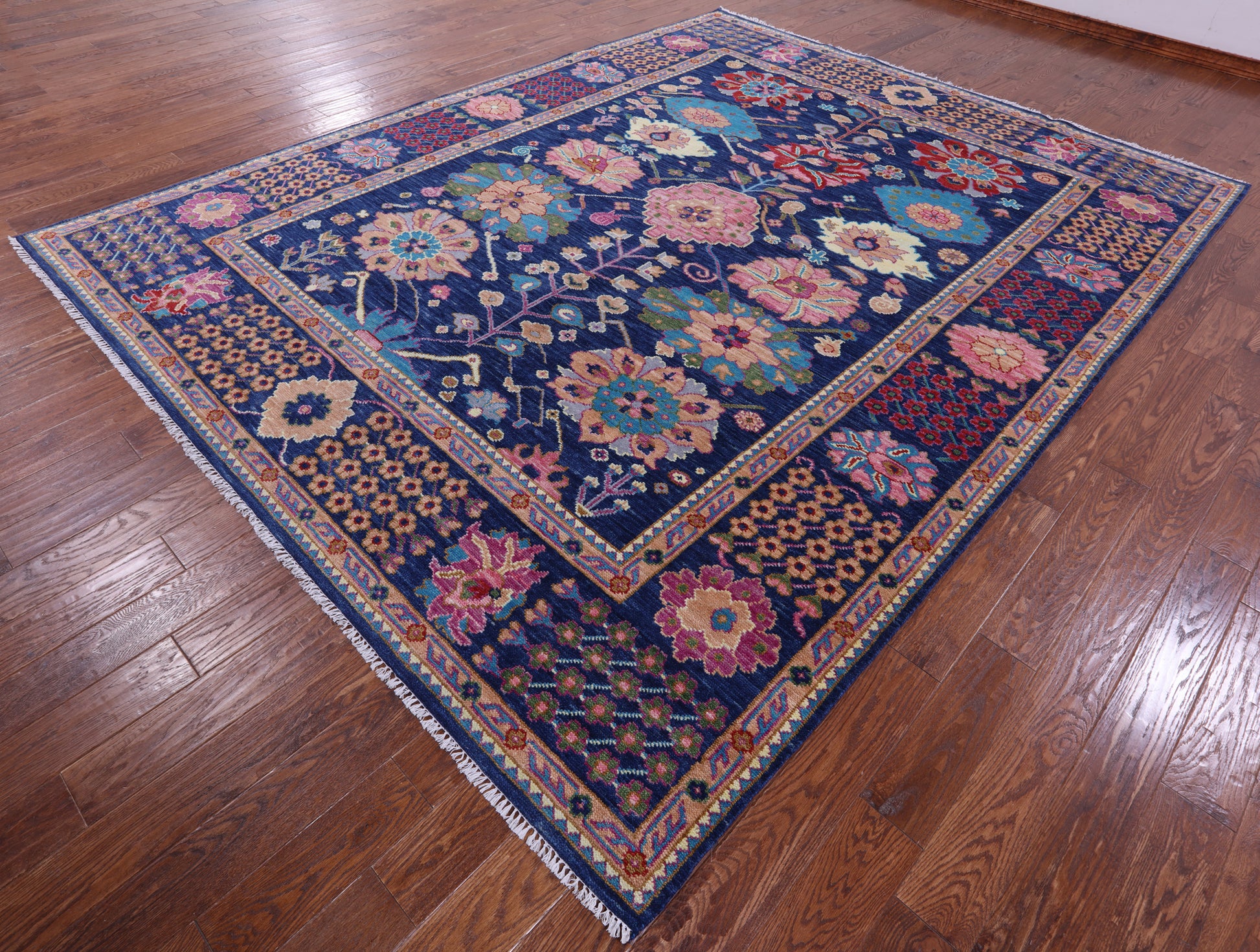 Blue Turkish Oushak Hand Knotted Wool Rug - 9' 2" X 11' 10" - Golden Nile