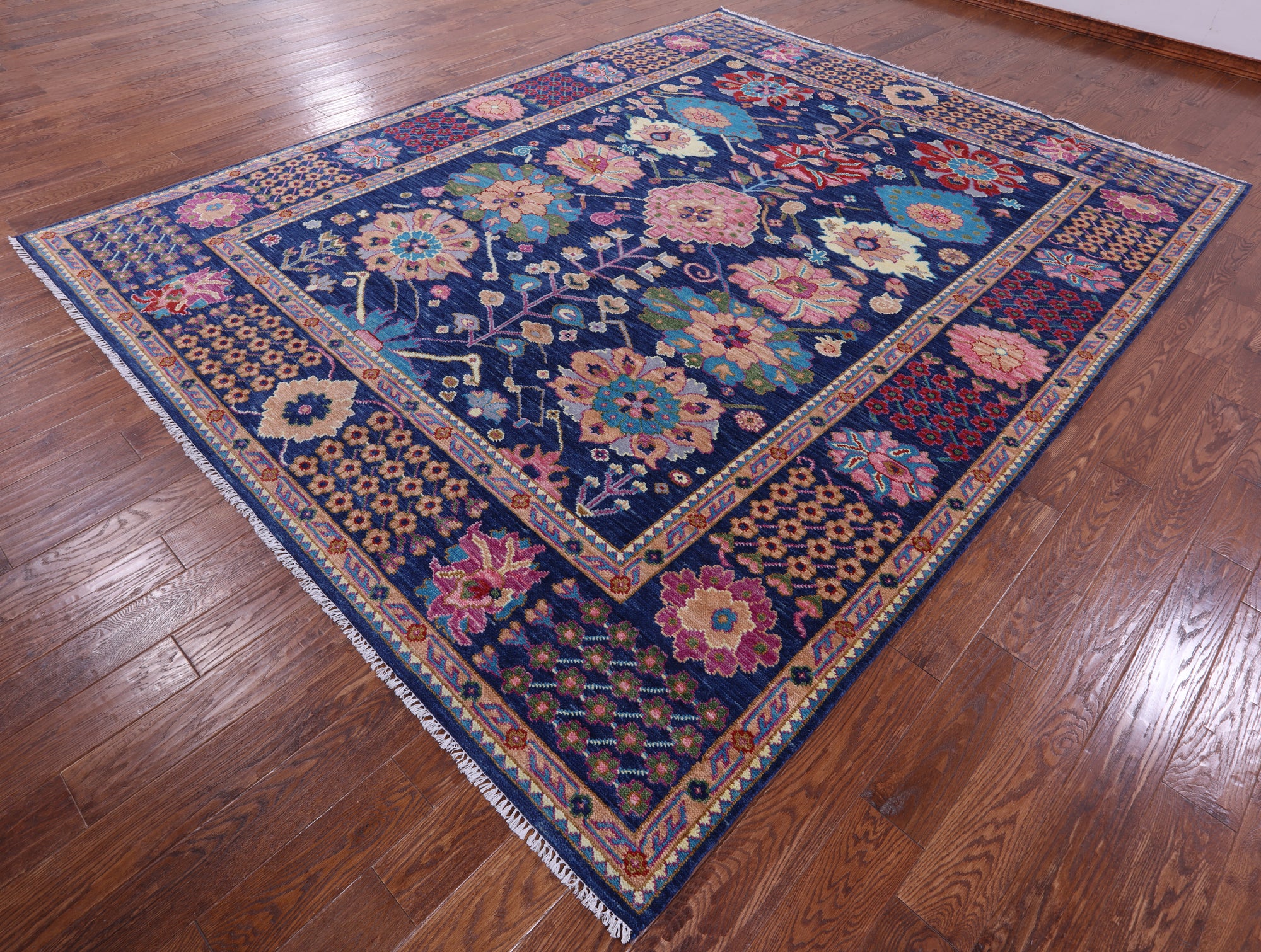Blue Turkish Oushak Hand Knotted Wool Rug - 9' 2" X 11' 10" - Golden Nile