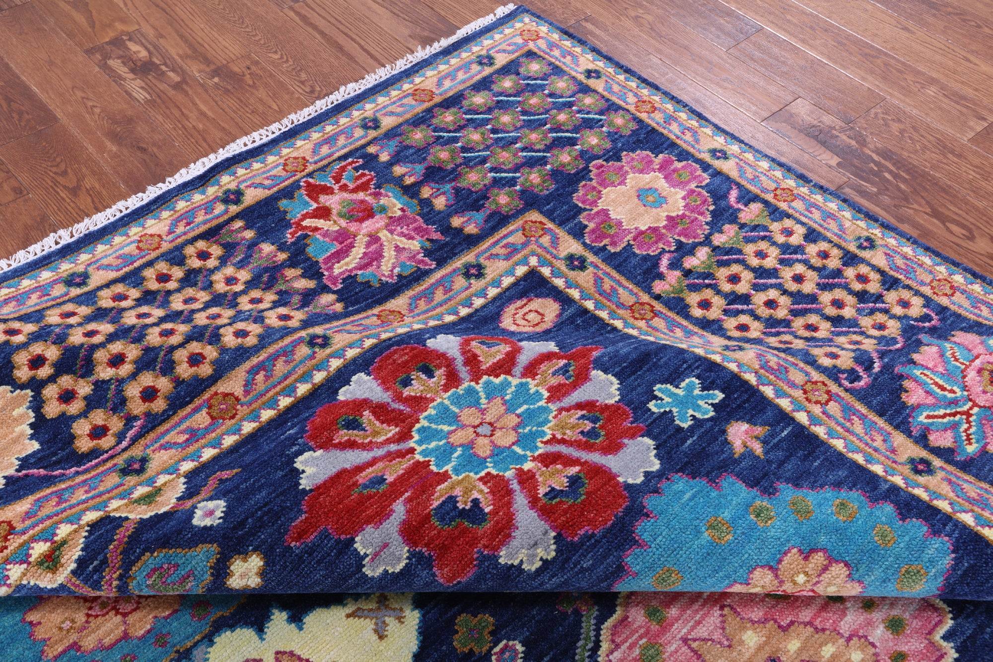 Blue Turkish Oushak Hand Knotted Wool Rug - 9' 2" X 11' 10" - Golden Nile