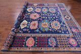 Blue Turkish Oushak Hand Knotted Wool Rug - 9' 2" X 11' 10" - Golden Nile