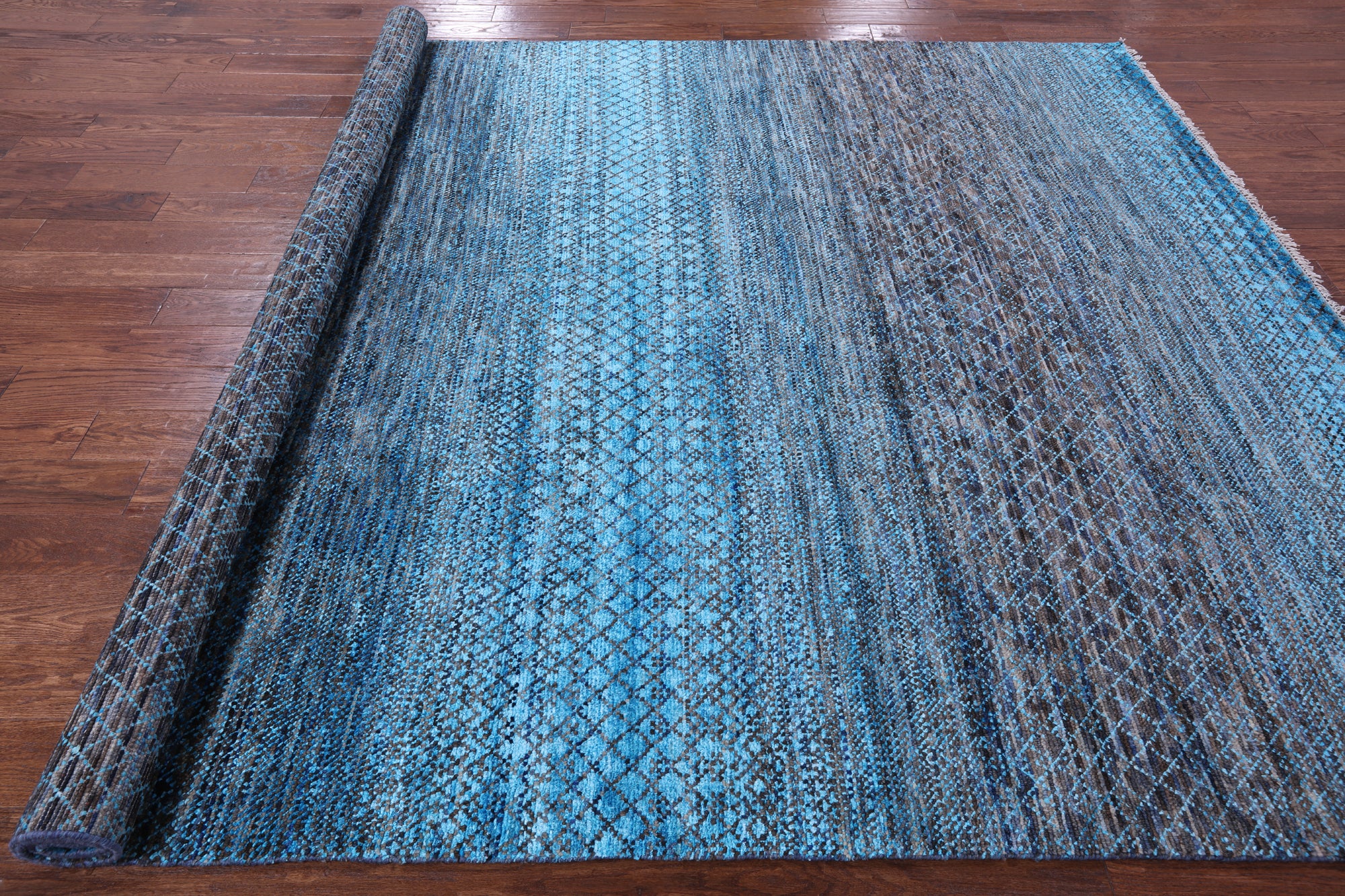 Savannah Grass Hand Knotted Wool & Silk Rug - 8' 1" X 10' 6" - Golden Nile