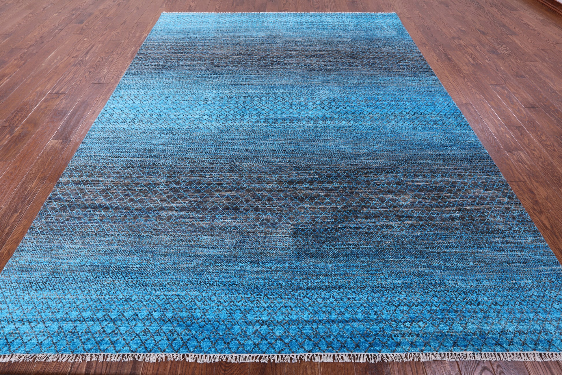 Savannah Grass Hand Knotted Wool & Silk Rug - 8' 1" X 10' 2" - Golden Nile