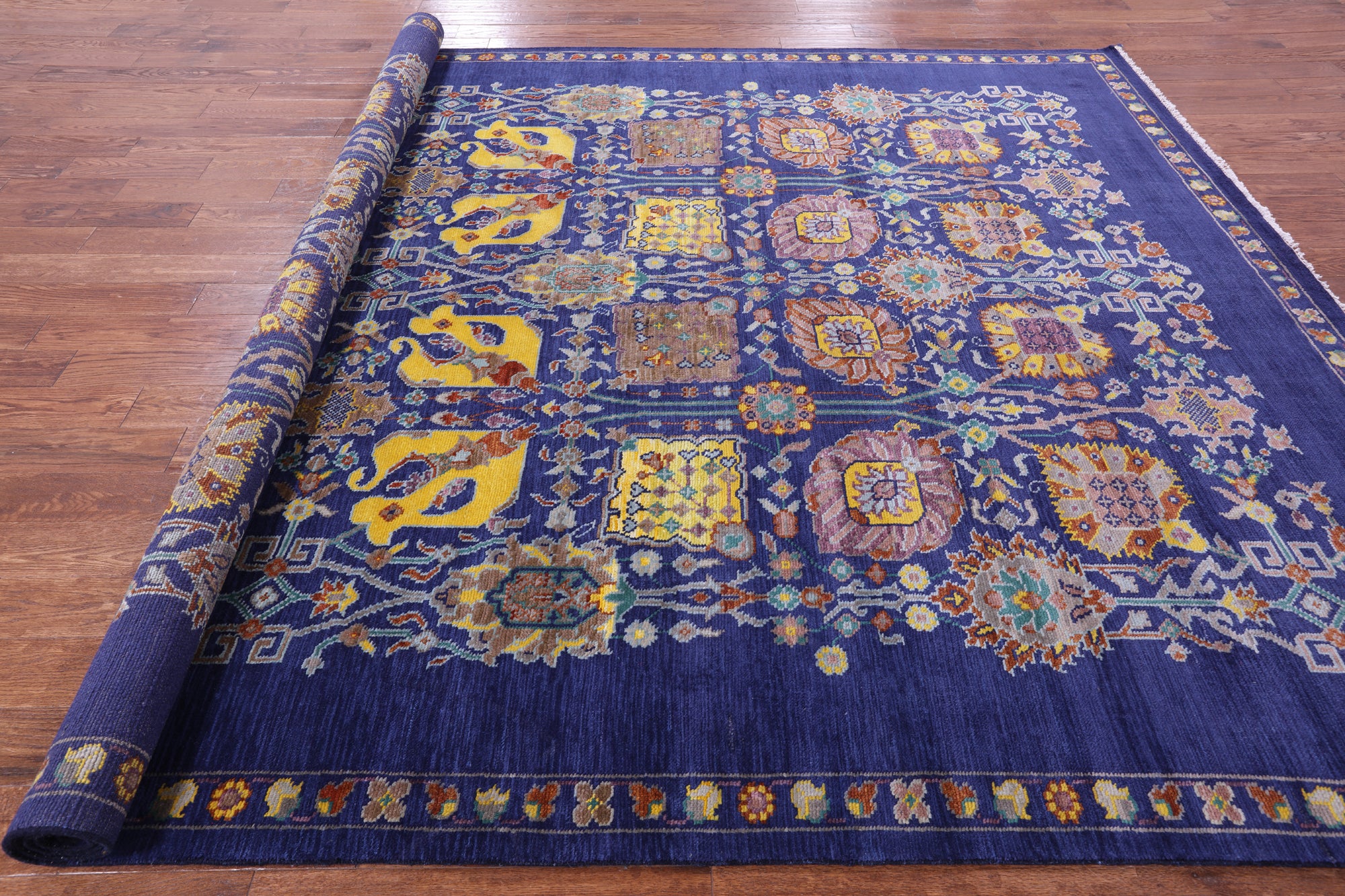 Blue Persian Tabriz Hand Knotted Wool Rug - 9' 3" X 12' 3" - Golden Nile