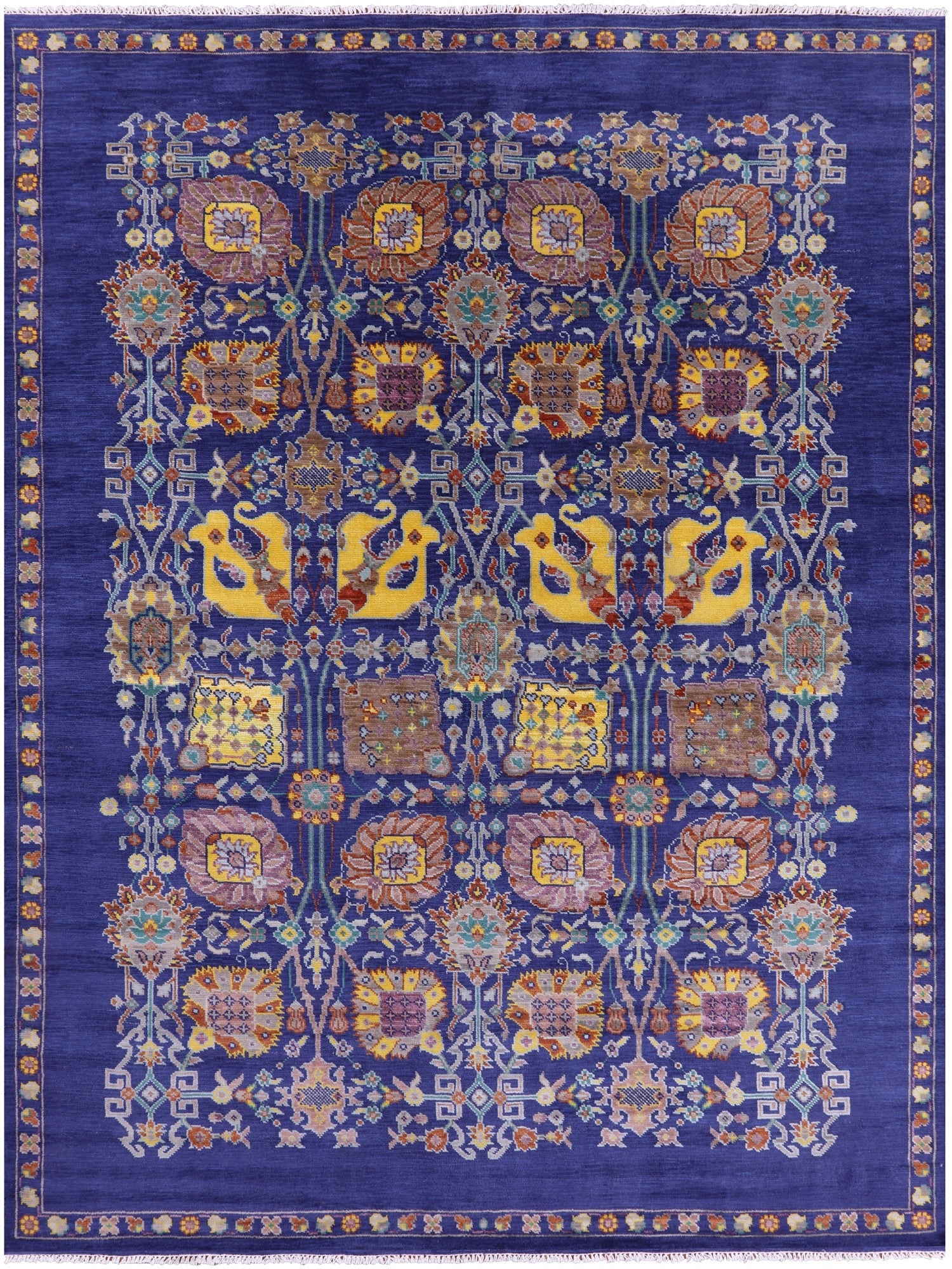 Blue Persian Tabriz Hand Knotted Wool Rug - 9' 3" X 12' 3" - Golden Nile
