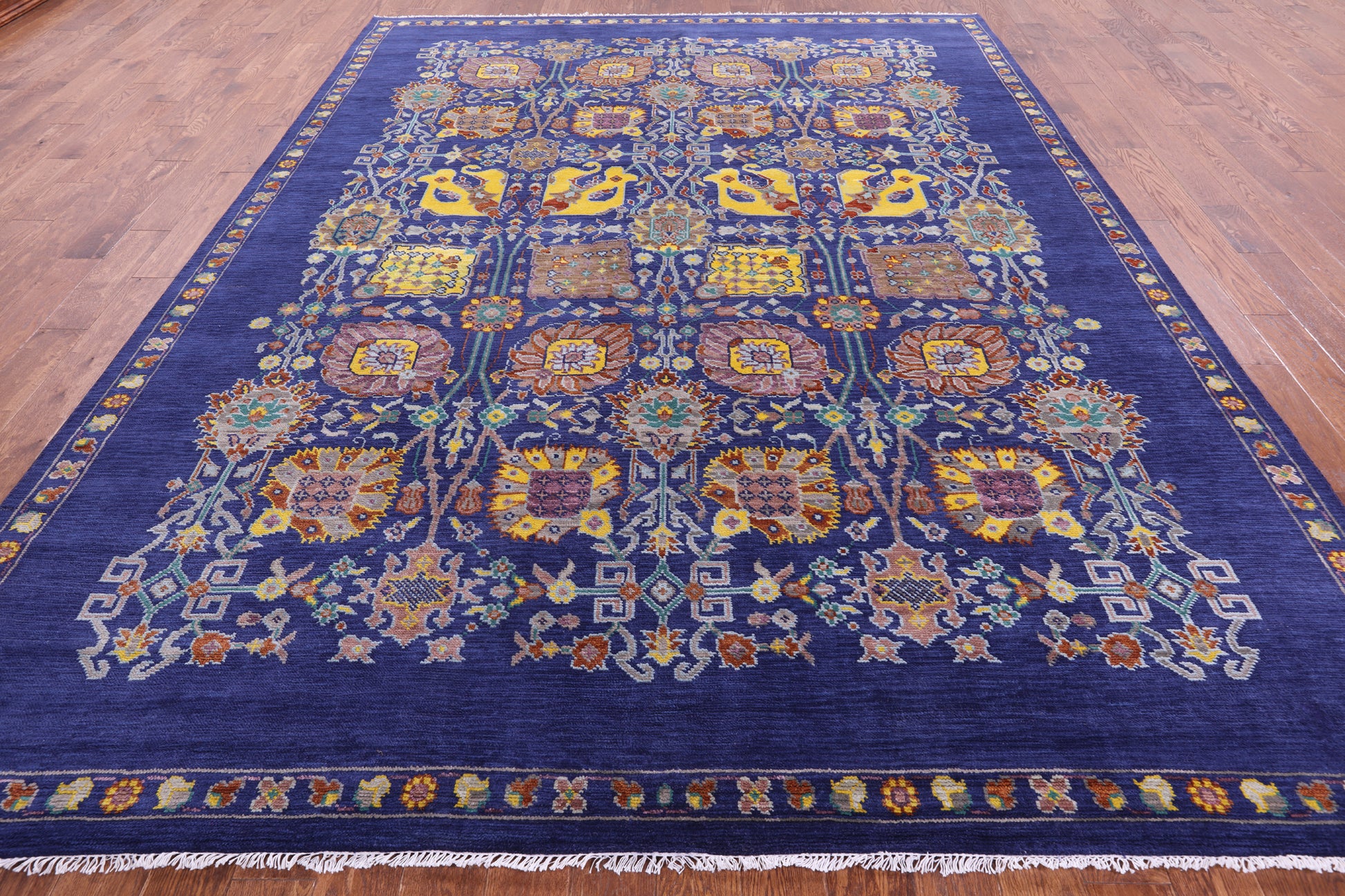 Blue Persian Tabriz Hand Knotted Wool Rug - 9' 3" X 12' 3" - Golden Nile