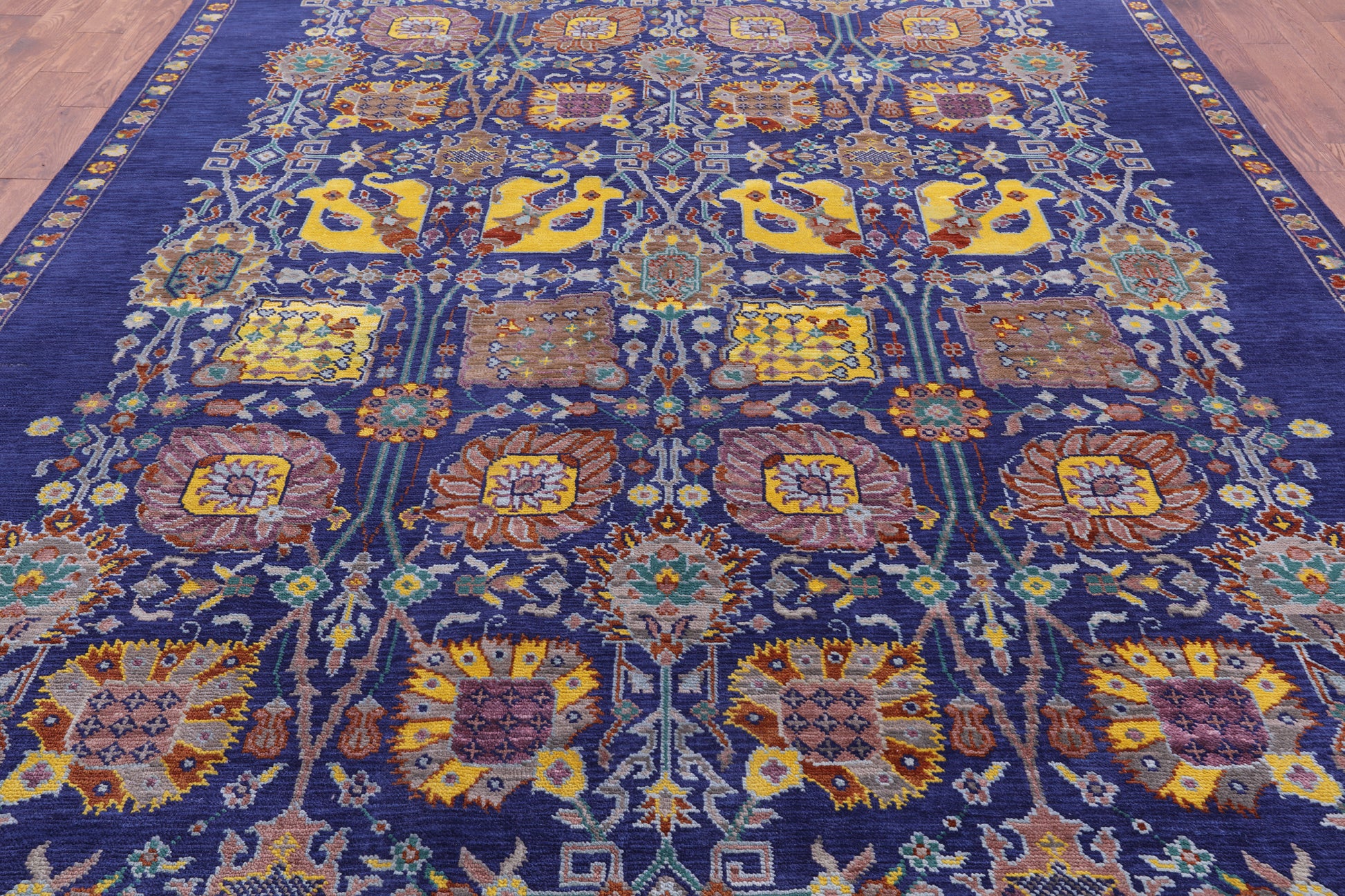 Blue Persian Tabriz Hand Knotted Wool Rug - 9' 3" X 12' 3" - Golden Nile