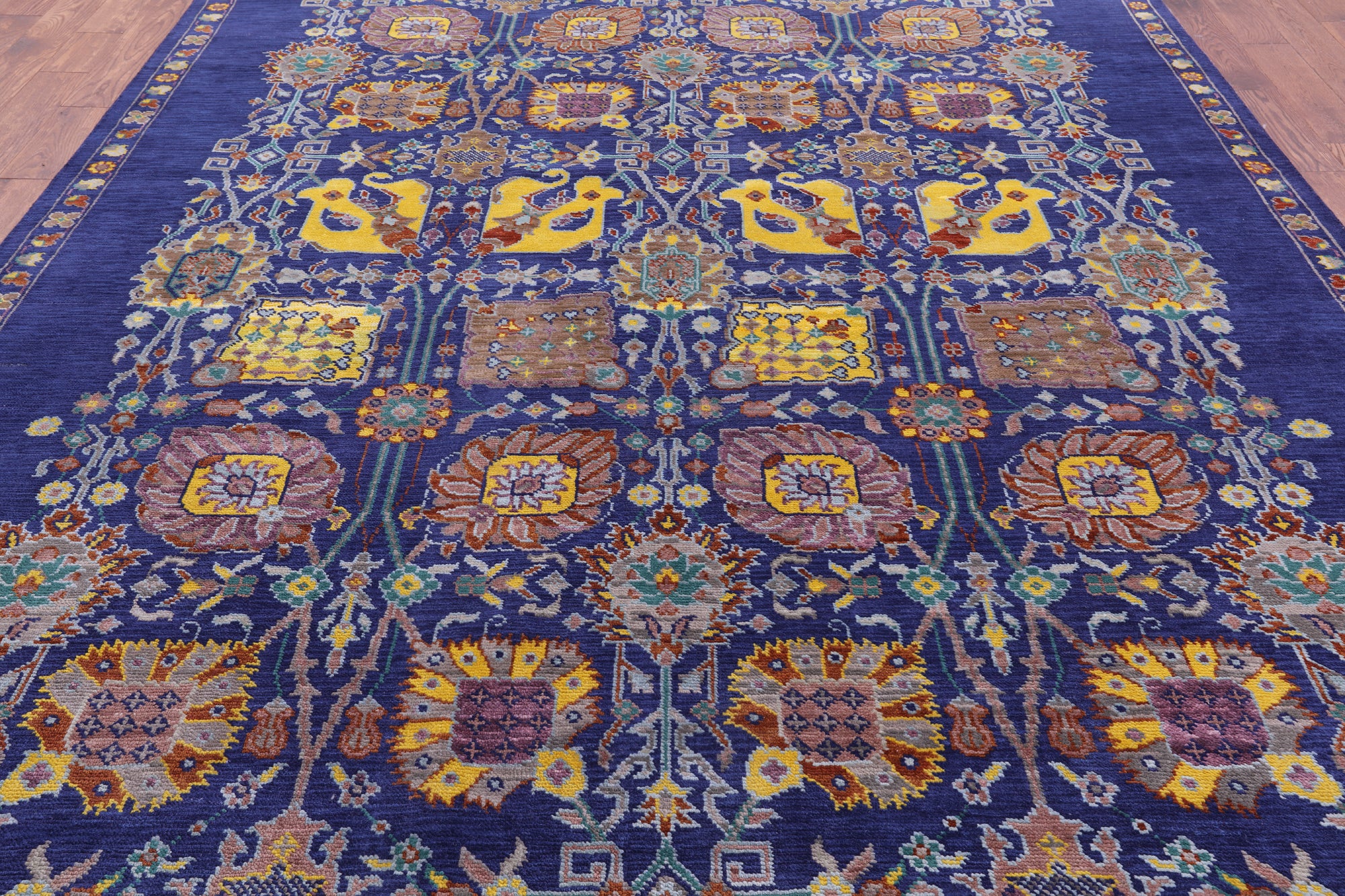 Blue Persian Tabriz Hand Knotted Wool Rug - 9' 3" X 12' 3" - Golden Nile