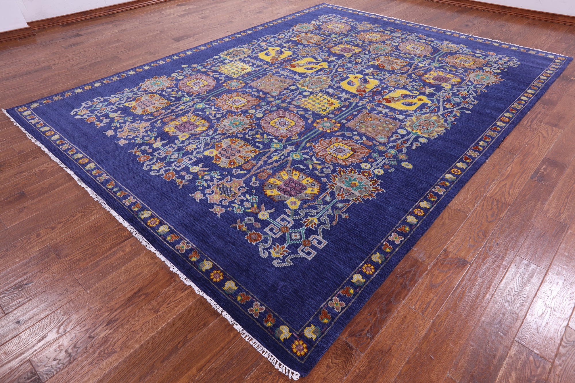 Blue Persian Tabriz Hand Knotted Wool Rug - 9' 3" X 12' 3" - Golden Nile