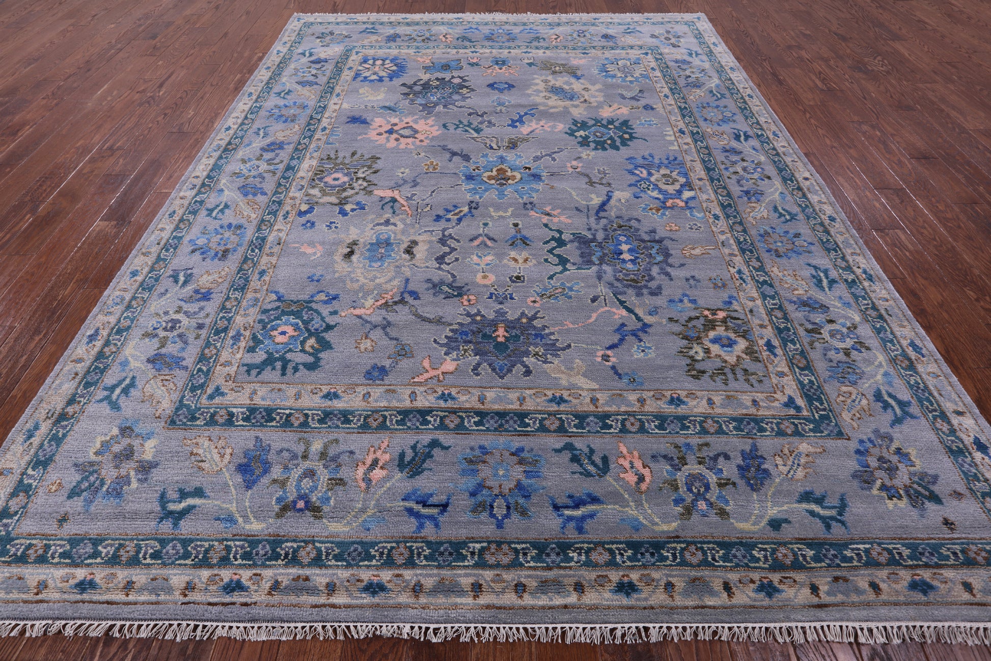Grey Turkish Oushak Hand Knotted Wool Rug - 8' 3" X 10' 7" - Golden Nile