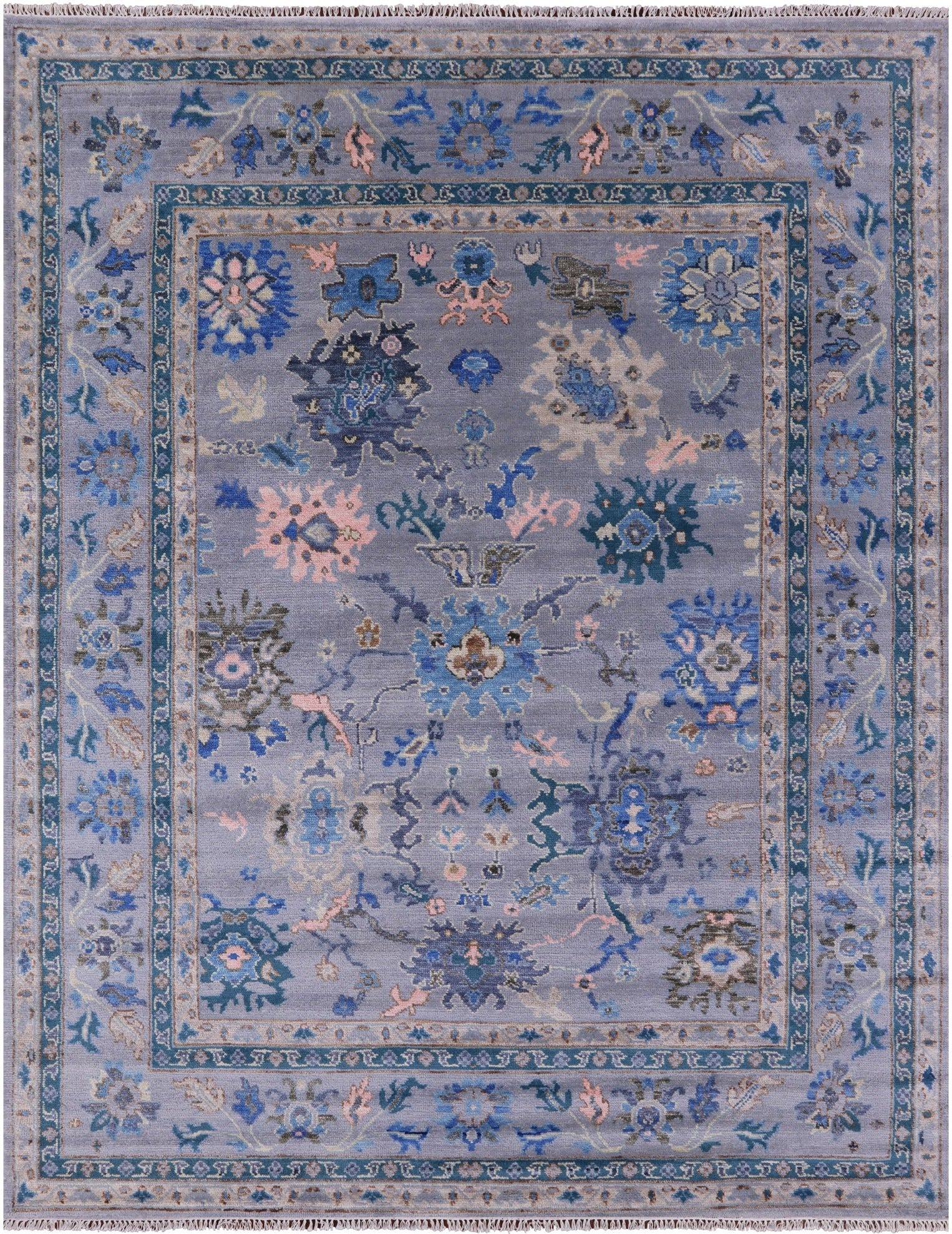Grey Turkish Oushak Hand Knotted Wool Rug - 8' 3" X 10' 7" - Golden Nile