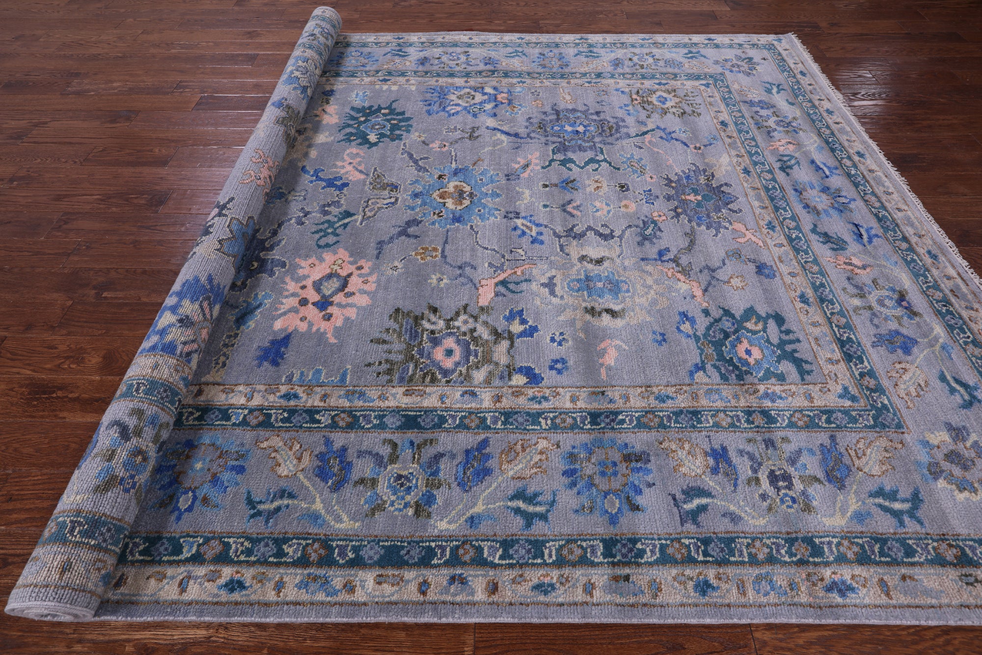 Grey Turkish Oushak Hand Knotted Wool Rug - 8' 3" X 10' 7" - Golden Nile
