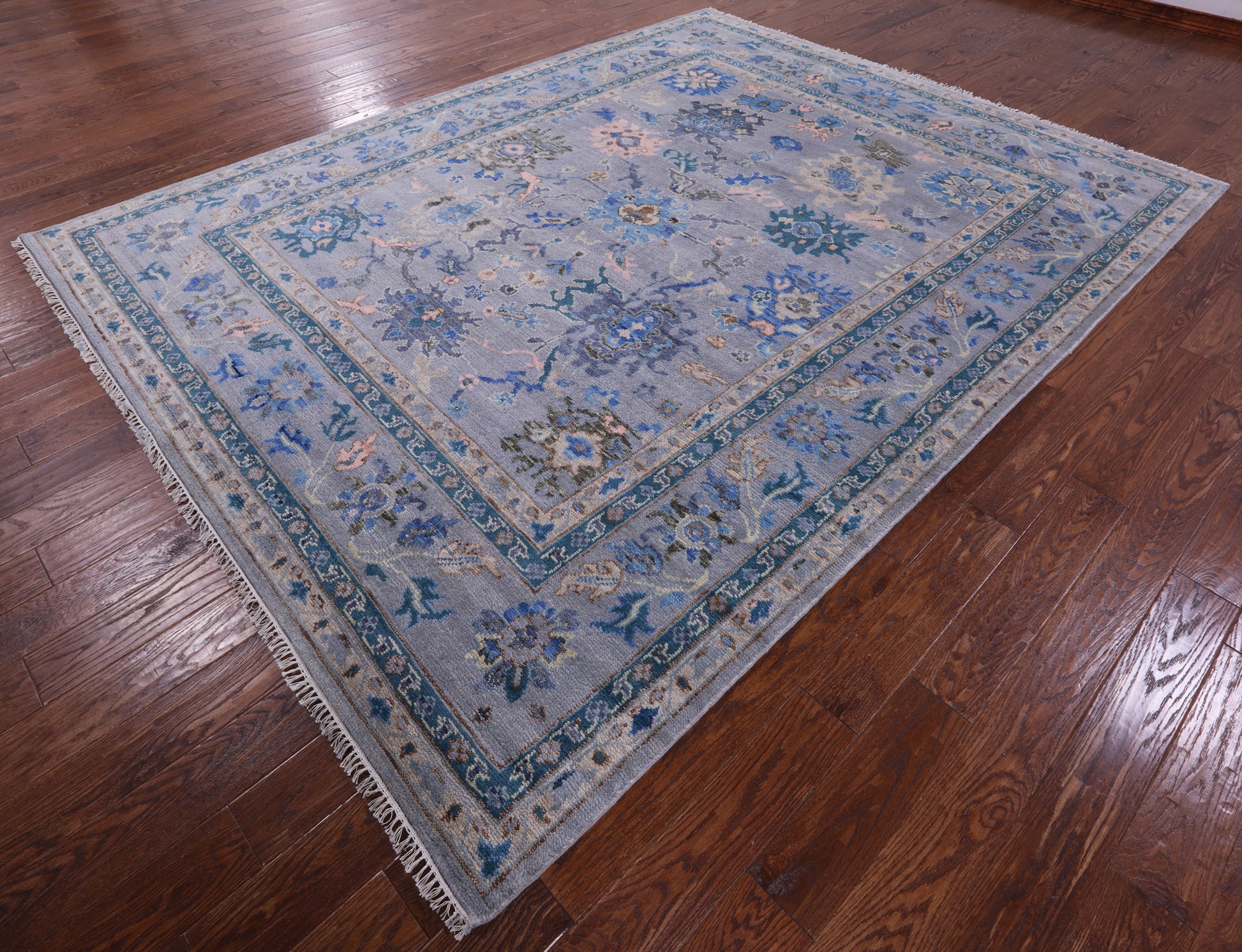 Grey Turkish Oushak Hand Knotted Wool Rug - 8' 3" X 10' 7" - Golden Nile