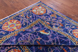 Blue William Morris Hand Knotted Wool Rug - 8' 0" X 10' 3" - Golden Nile