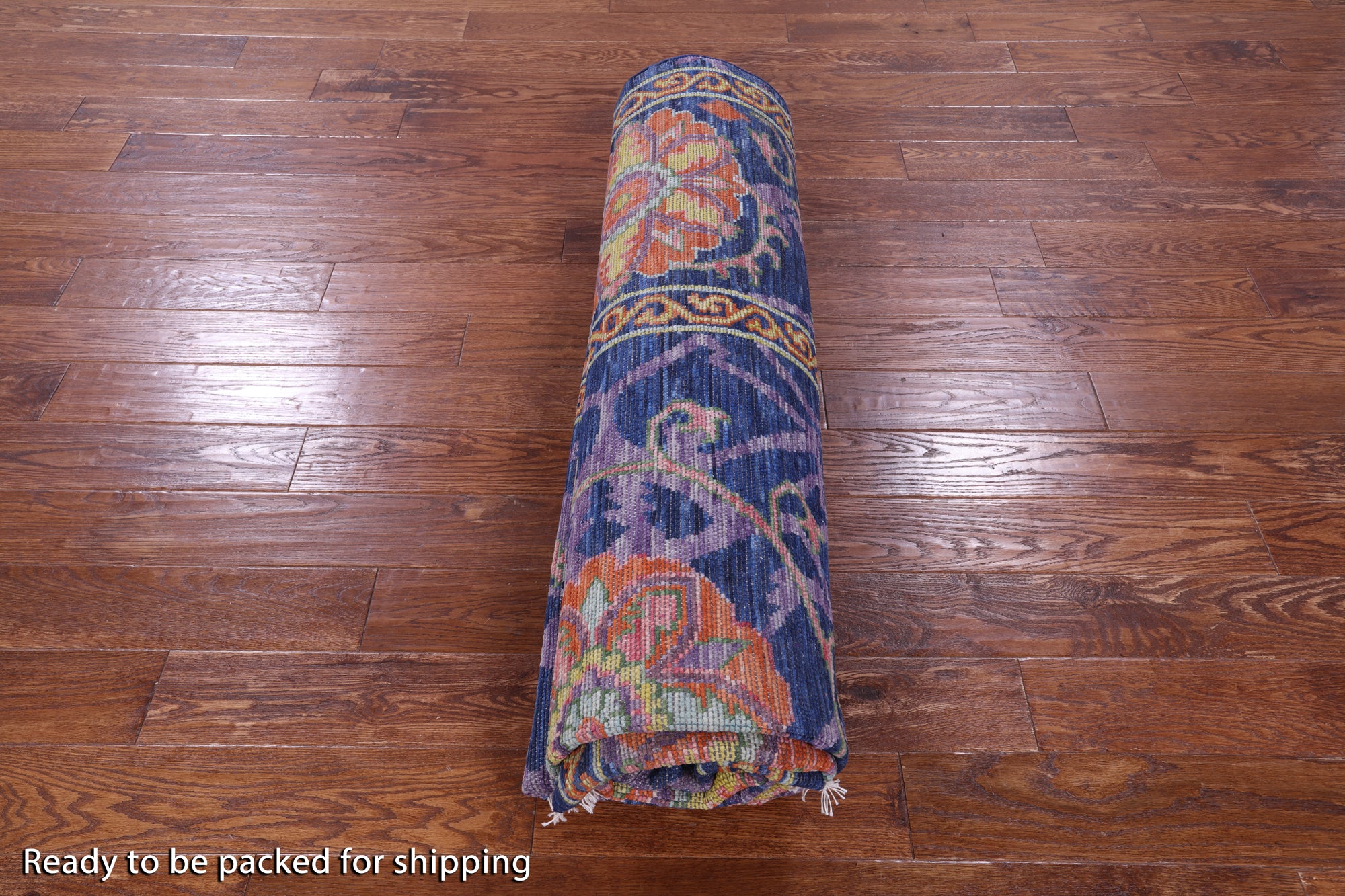 Blue William Morris Hand Knotted Wool Rug - 8' 0" X 10' 3" - Golden Nile