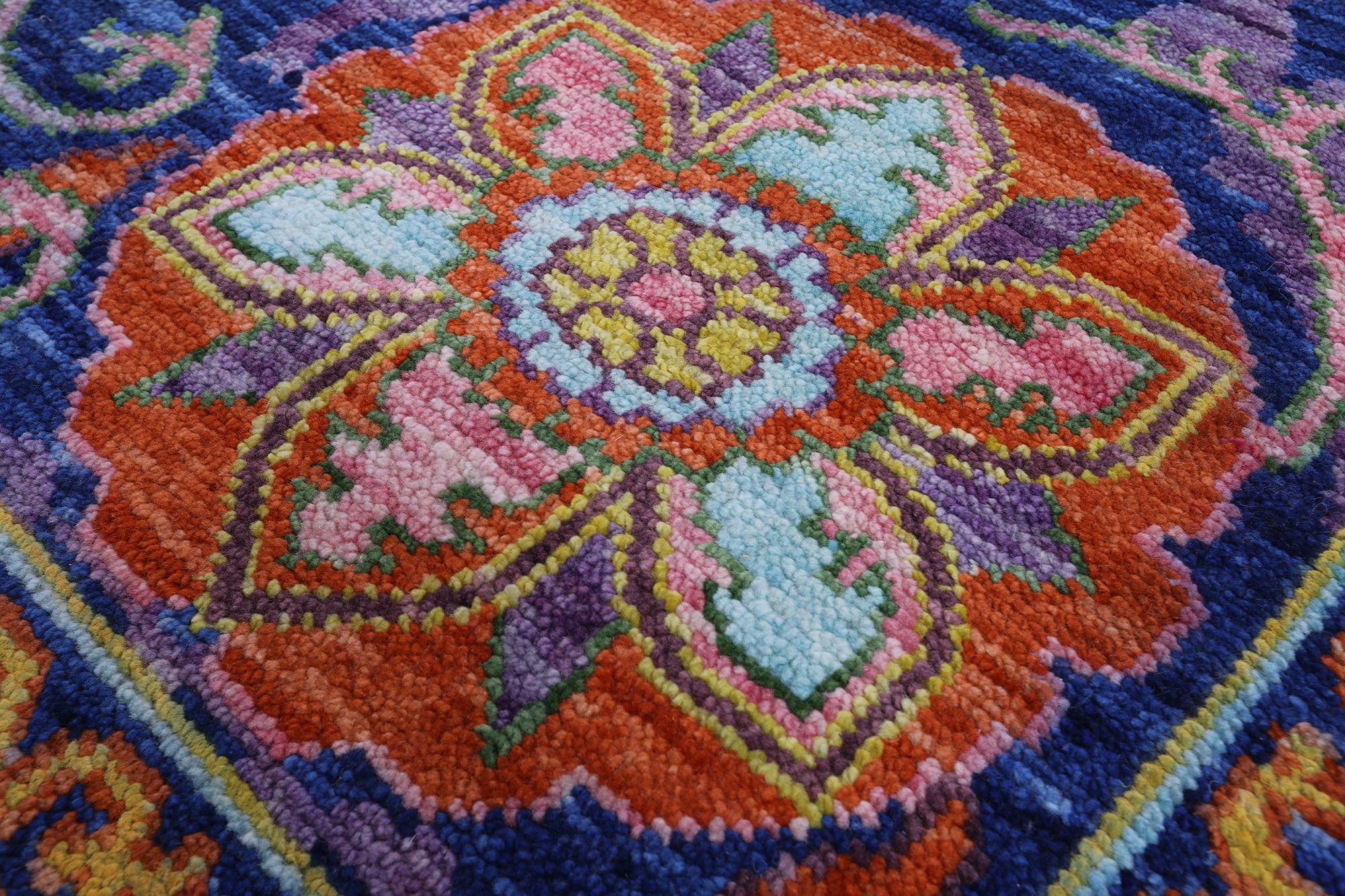 Blue William Morris Hand Knotted Wool Rug - 8' 0" X 10' 3" - Golden Nile